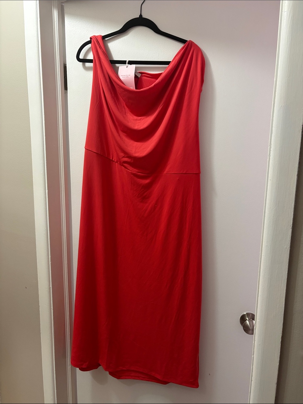 Red Draped Neck Sleeveless Womens Dress